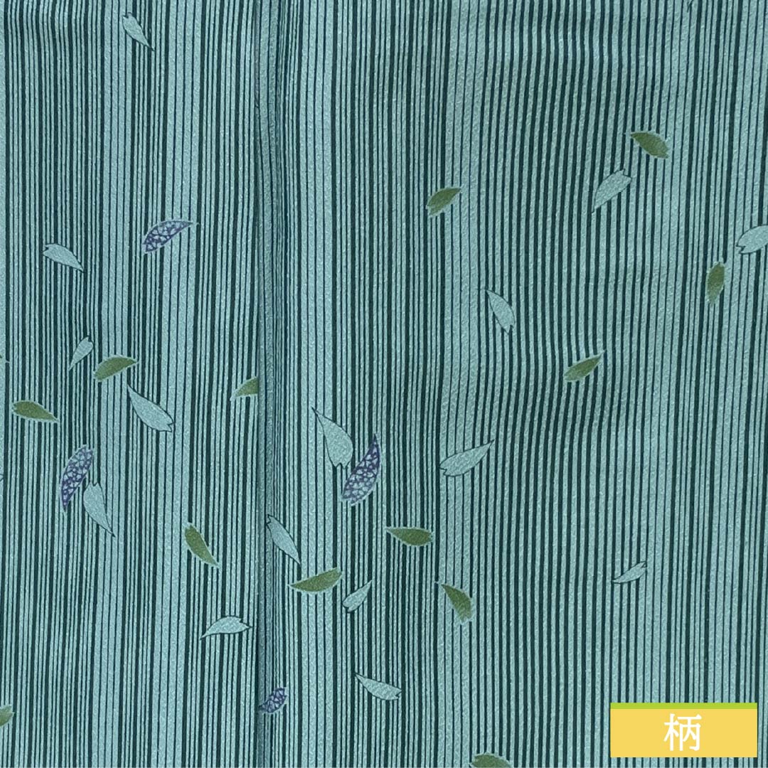 Polyester Komon A rank, length 164cm, sleeve to sleeve 63cm, unlined, Hanarokushō-iro, stencil-dyed, stripes, flower petals, with hip reinforcement, green-toned 1115007863419