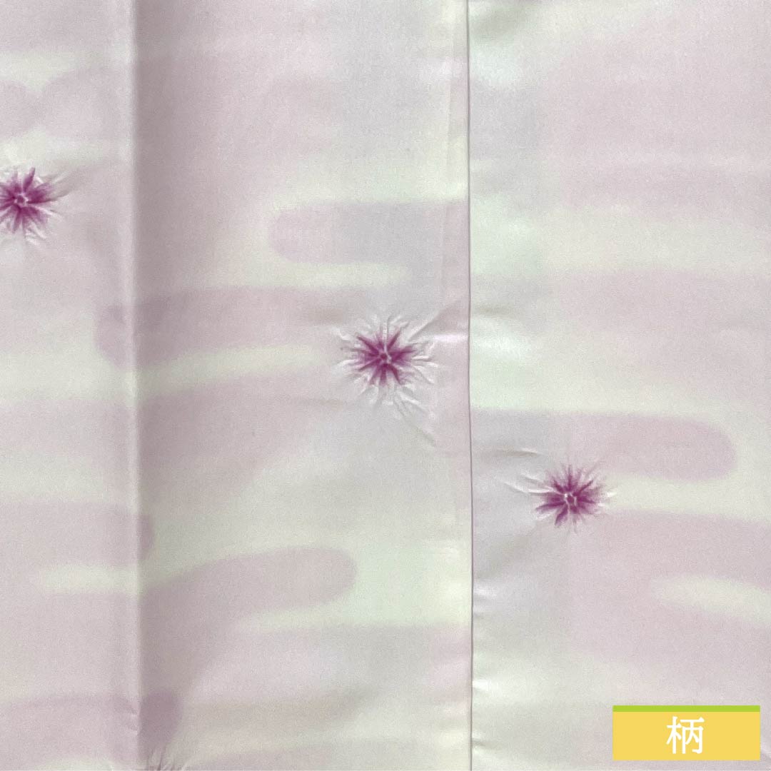 長襦袢 ポリエステル Aランク 身丈115cm 裄丈61cm 単衣 淡紅色（たんこうしょく） 抽象模様 半衿付き 身上げ有り 紫系 1129000783120