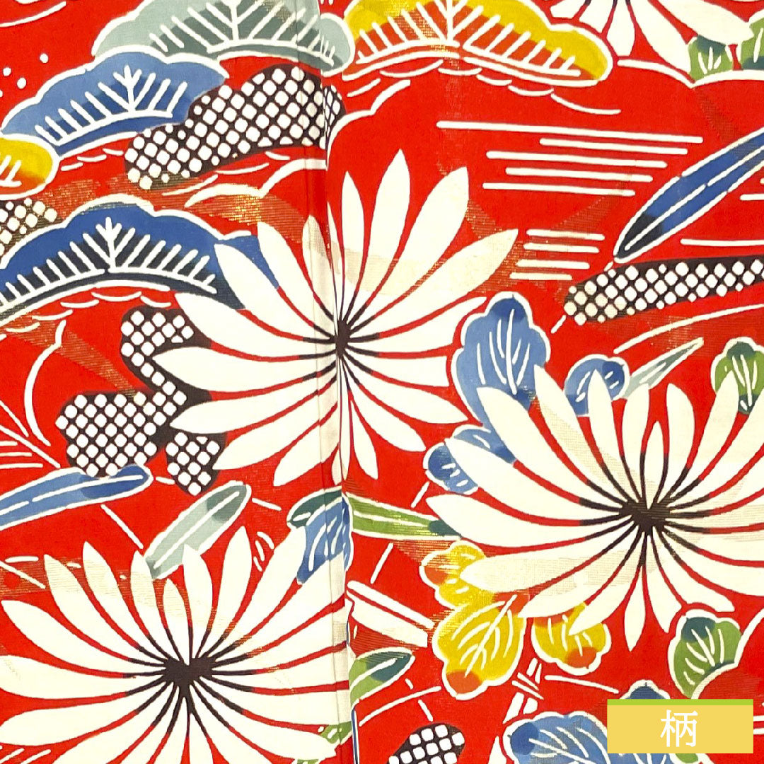 振袖 正絹 身丈160cm 裄丈62.5cm 袷 土耳古赤色（とるこあかいろ） 金通し 露芝 草花模様 Aランク 赤系 1113002043412