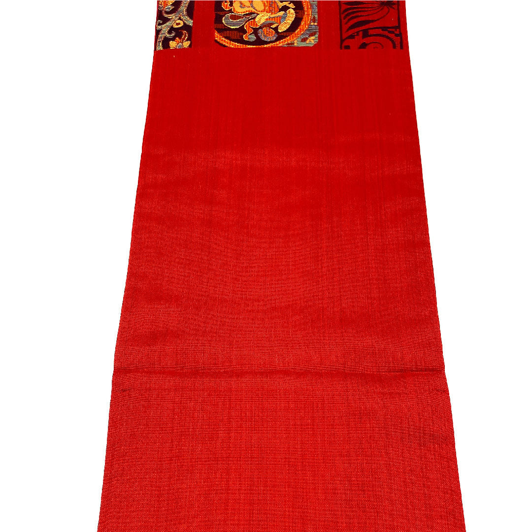 袋帯 壁画文様 帯丈428cm 正絹 Sランク 六通 カジュアル 赤系 1123003642312