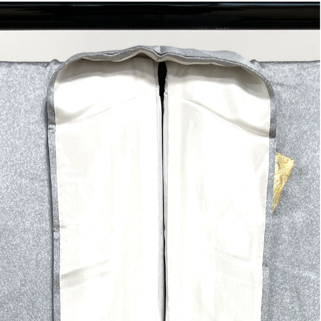 訪問着 袷 身丈149.5cm 裄丈62cm 白銅色 刺繡 金彩 草花模様 正絹 Bランク グレー系 1112001794122