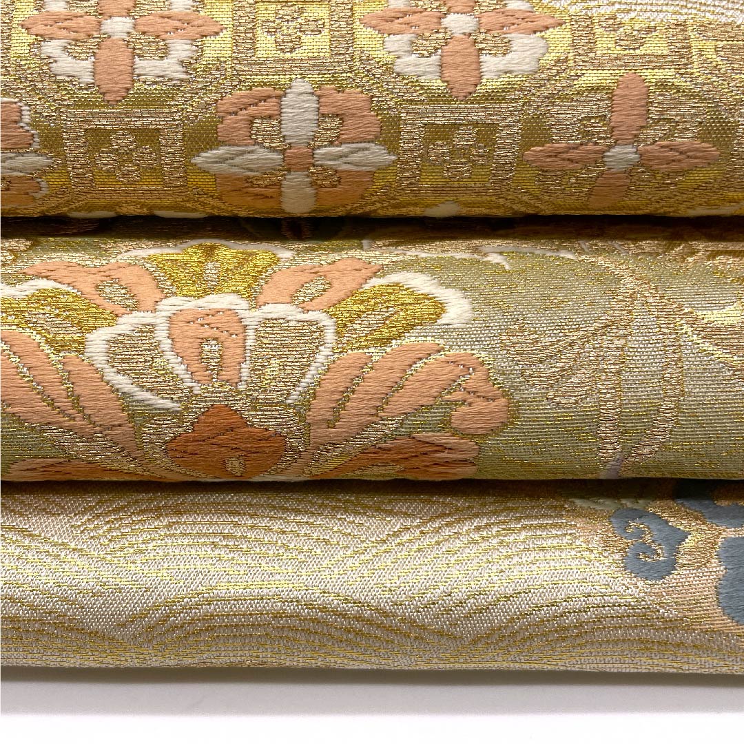 （未仕立）袋帯 金色 吉祥文様 服部織物謹製 帯丈428cm 正絹 Aランク 六通 フォーマル 金系 1123006013321