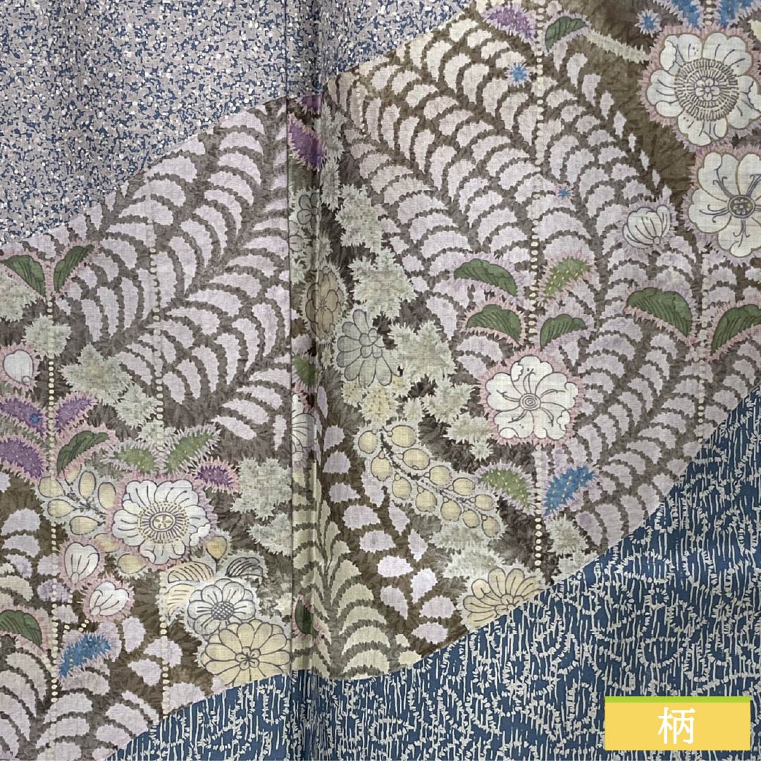 訪問着 正絹 Sランク 袷 身丈156cm 裄丈62.5cm 灰桜色（はいざくらいろ） 大島紬 辻ヶ花 しつけ糸付き パールトーン加工 グレー系 1112007472322