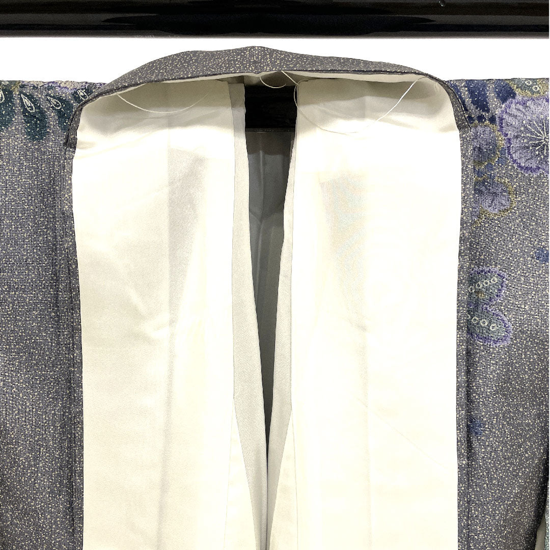 訪問着 袷 身丈157cm 裄丈64cm 辻ヶ花 大島紬 正絹 Sランク グレー系 1112001282322