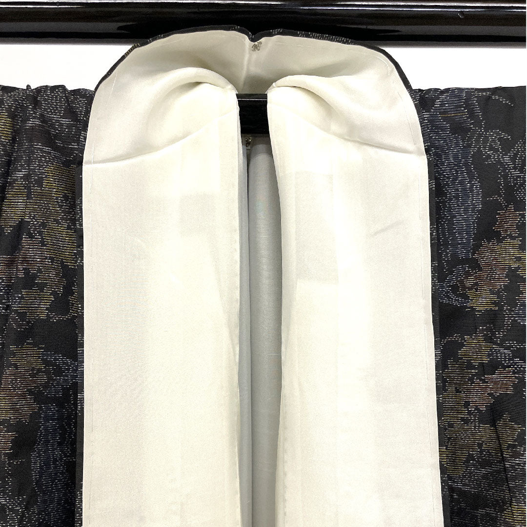 Oshima Tsumugi, Length 156cm, Sleeve length 64cm, Weft Kasuri, Landscape pattern, Pure silk, A rank, Lined, Black, 1116001573310