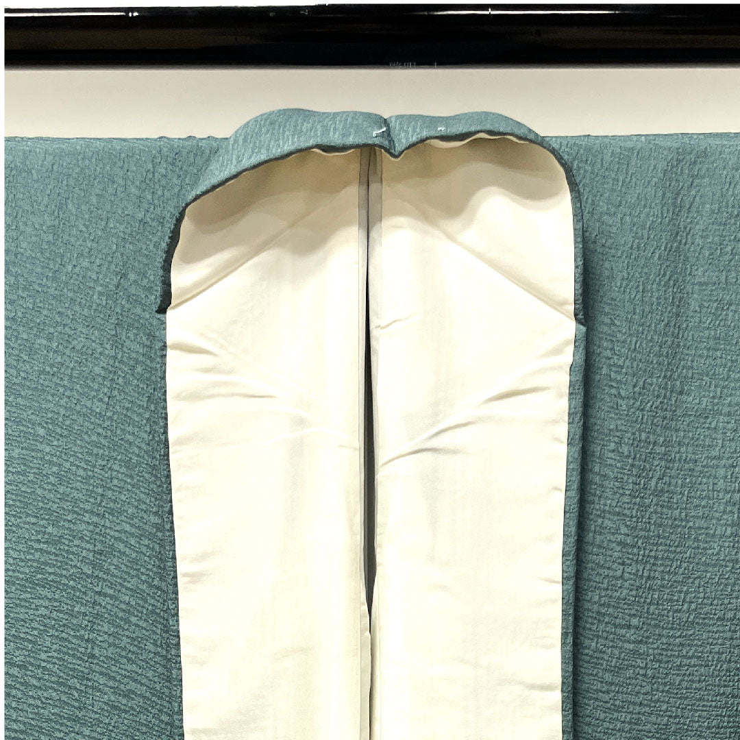 訪問着 袷 身丈156.5cm 裄丈65cm 未使用品 深川御納戸色 更紗模様 しつけ糸付き 正絹 Sランク 緑系 1112002102319