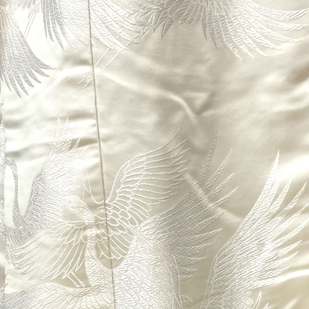 白無垢 身丈194cm  唐織 白鶴 正絹 Aランク 袷 白系 1110000503911