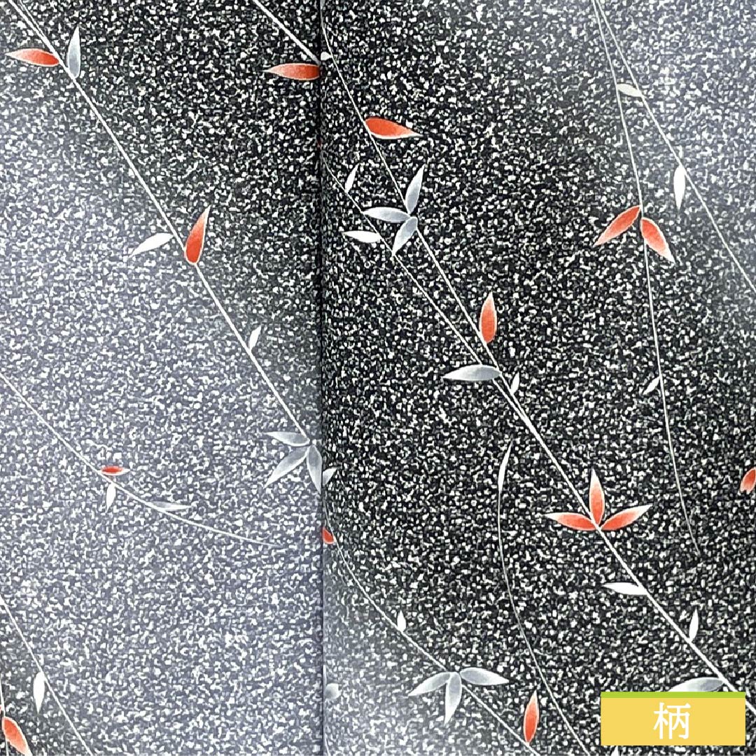 小紋 ポリエステル 身丈159.5cm 裄丈65cm 袷 青袋鼠色（せいたいねずいろ） タタキ染 草木模様 洗える着物 しつけ糸付き Sランク グラデーション系 1115005882399