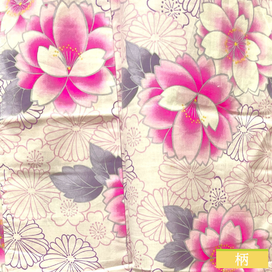 浴衣 木綿 身丈163cm 裄丈64.5cm Sランク 単衣 ピンク系 桜色（さくらいろ） 桜 菊 1118004542413