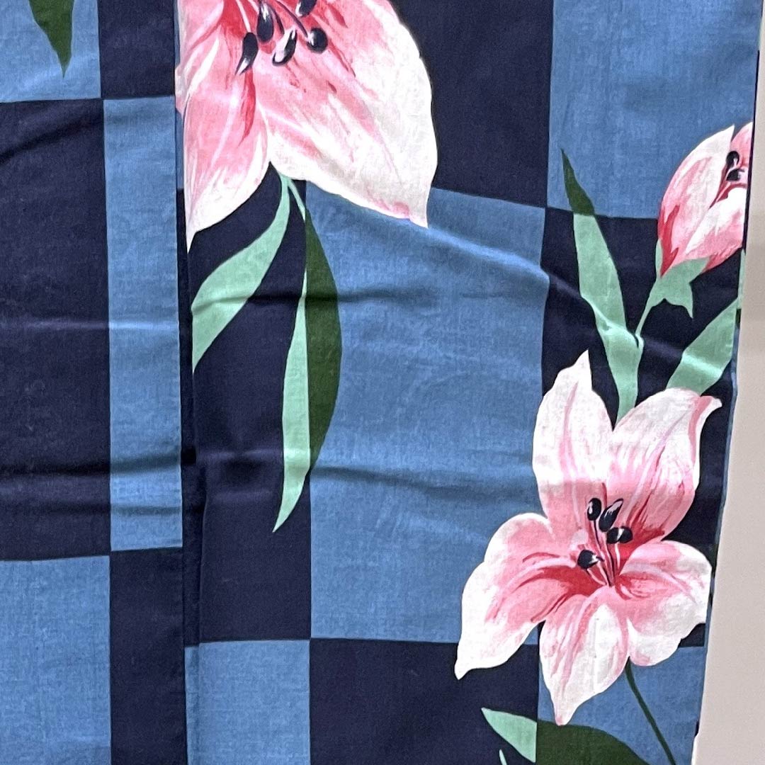 Yukata, dark blue, imitation saffron, checkered pattern, cotton, S rank, single layer, length 161cm, sleeve length 65.5cm, navy blue, 1118004112418