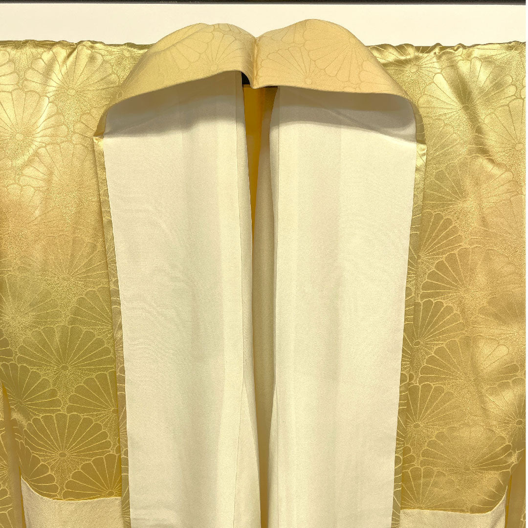 色無地 菊 ぼかし 身丈167.5cm 裄丈66.5cm 袷  正絹 Sランク 黄系 1114000352523