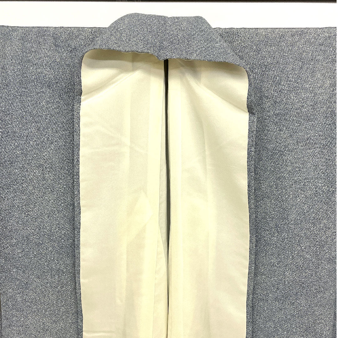小紋 身丈161cm 裄丈64cm 袷  江戸小紋 安達一男 鮫 尻合わせ三つ葵  正絹 Sランク 青系 1115001242317