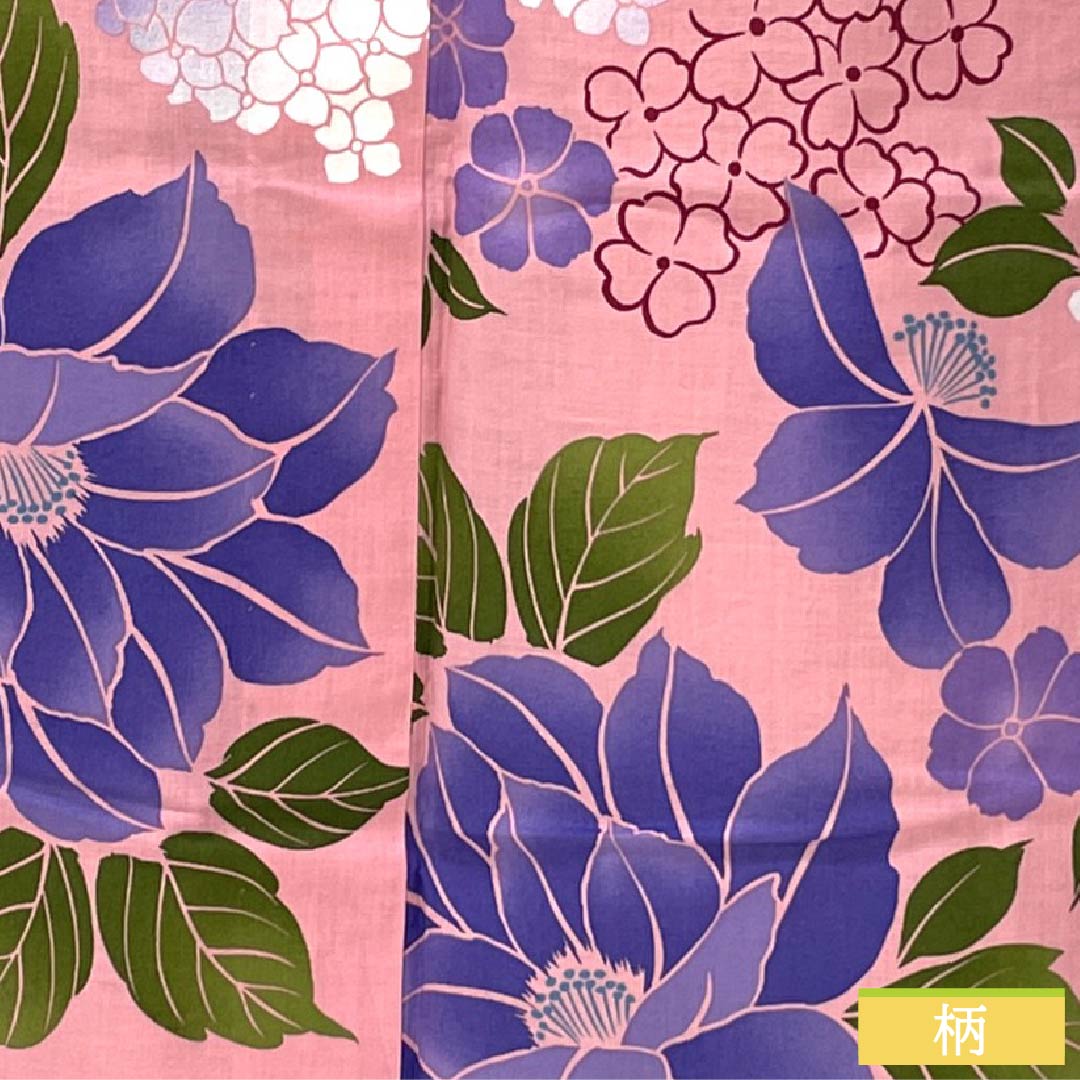 浴衣 木綿 身丈163cm 裄丈65cm Sランク 単衣 ピンク系 中紅花色（なかのくれないいろ） 花 1118006572413