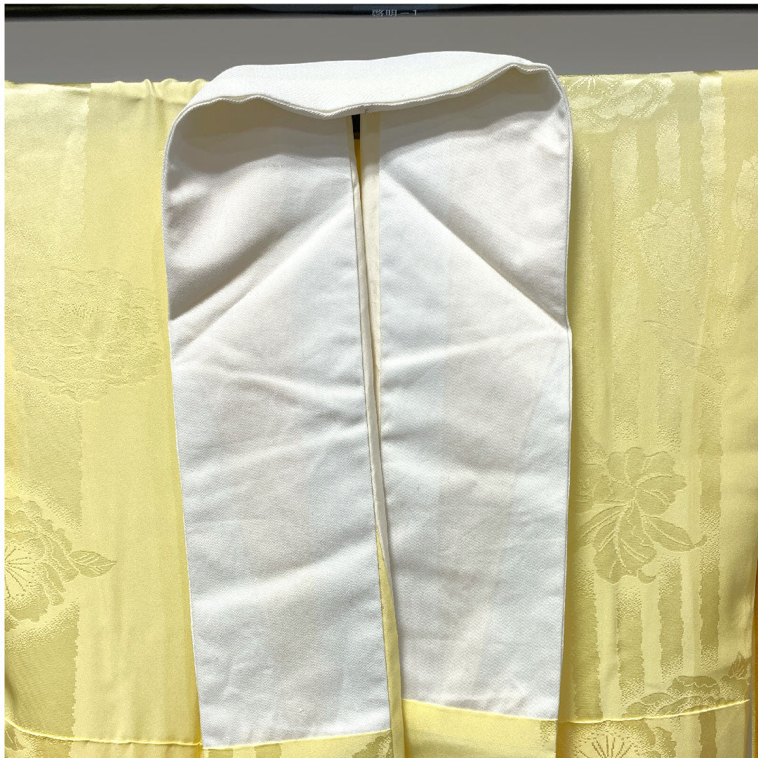 長襦袢 正絹 身丈122cm 裄丈63.5cm 袷  振袖用 刺繡衿付 花模様  Sランク 黄系 1129000362123