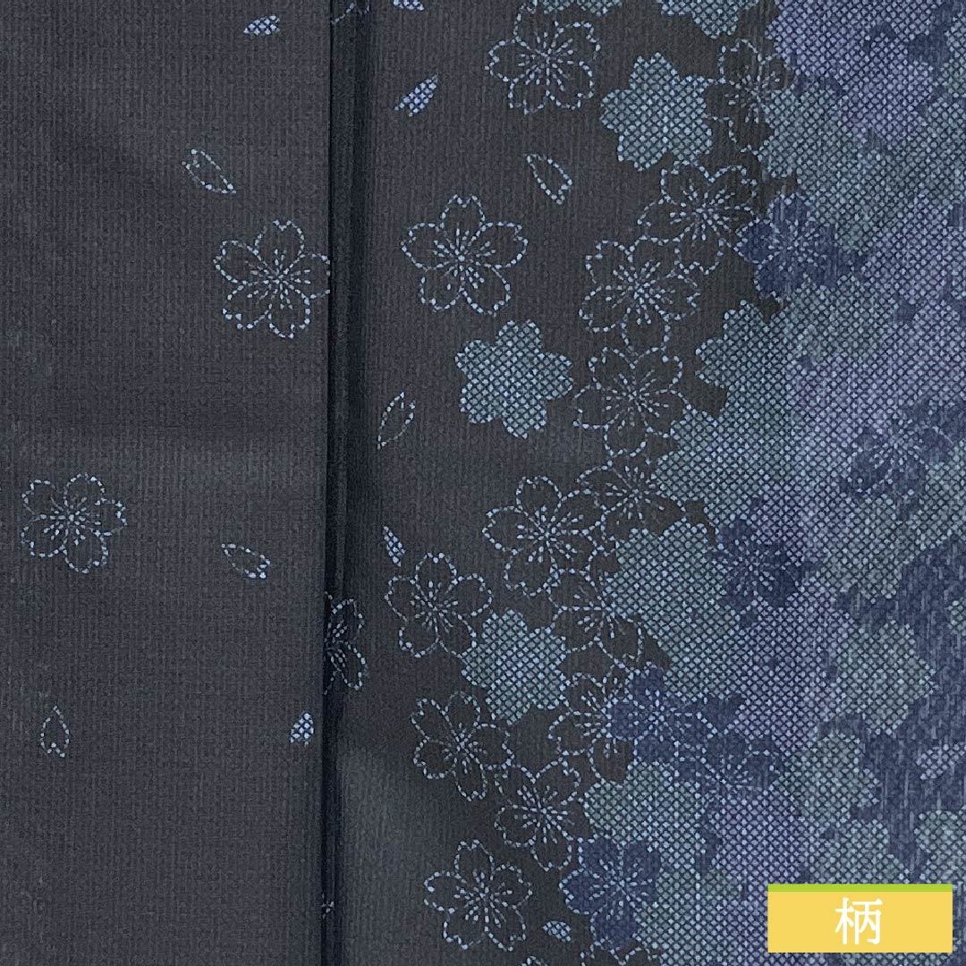 Summer kimono, polyester, small pattern, length 163.5cm, sleeve length 65cm, cherry blossom, washable kimono, gauze, S rank, black, 1132001942410