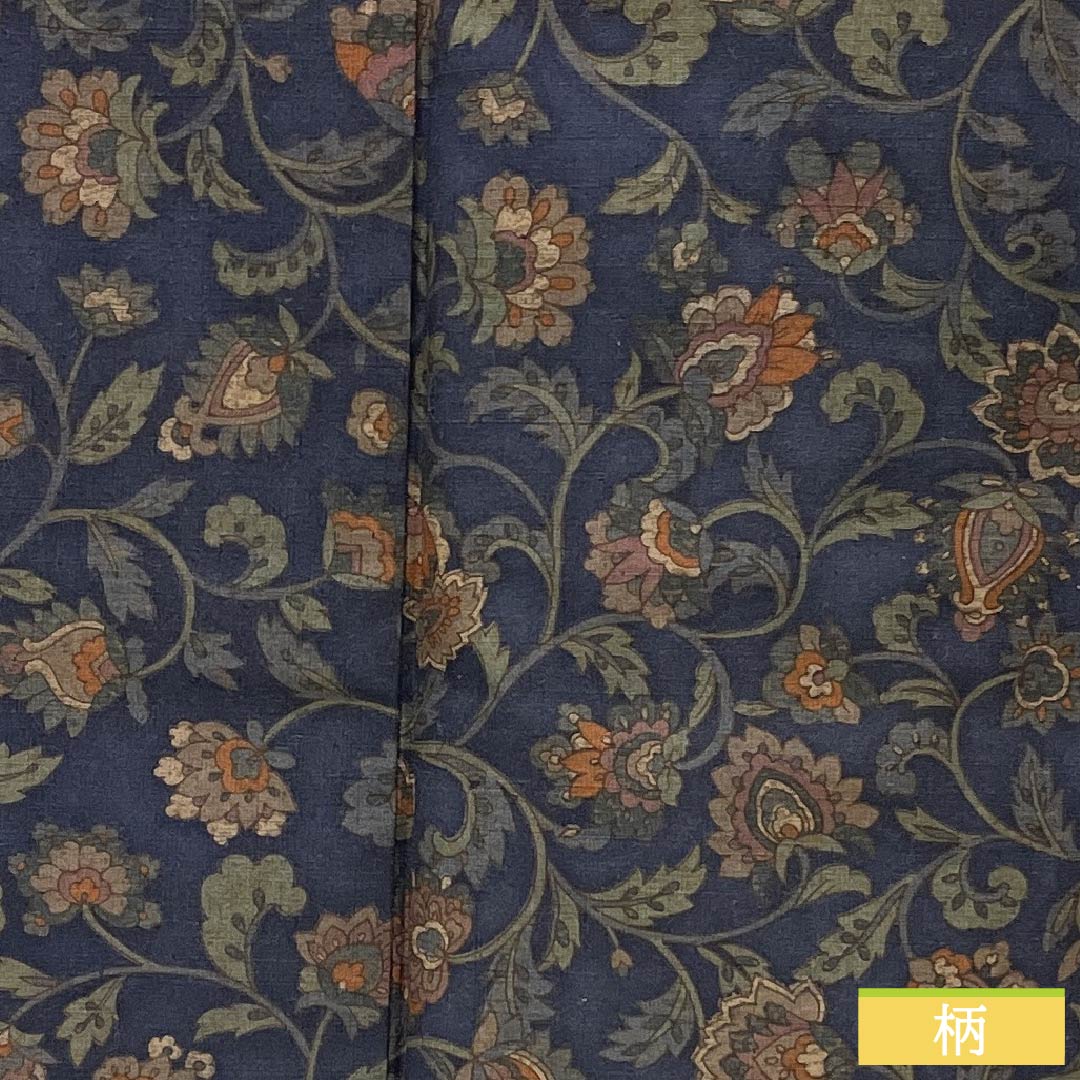 小紋 正絹 身丈160cm 裄丈63cm 袷 濃紺色（のうこんいろ） 更紗模様 Sランク 紺系 1115005282418