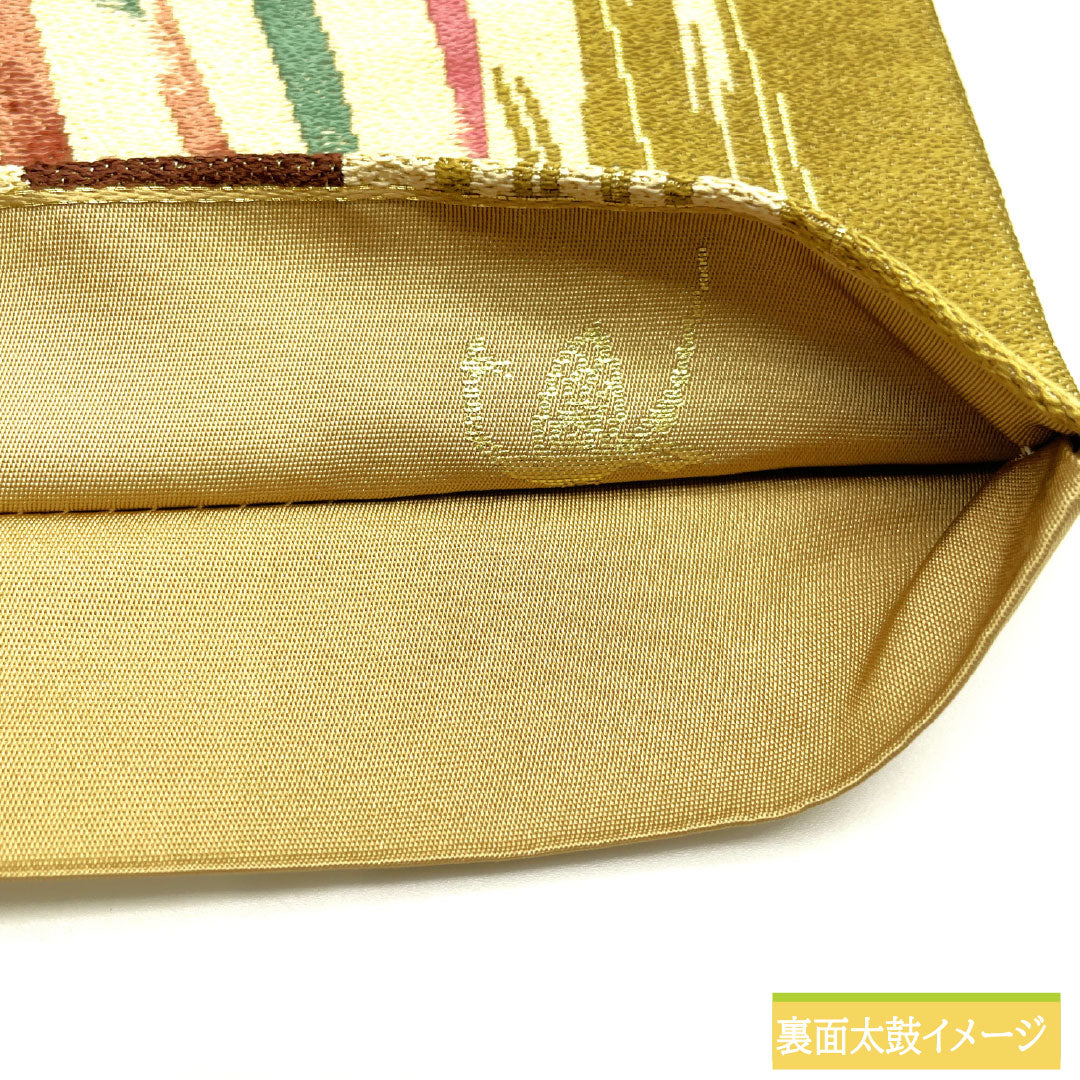 リサイクル着物】袋帯 正絹 Sランク 白綾苑大庭 西陣織 抽象模様 帯丈
