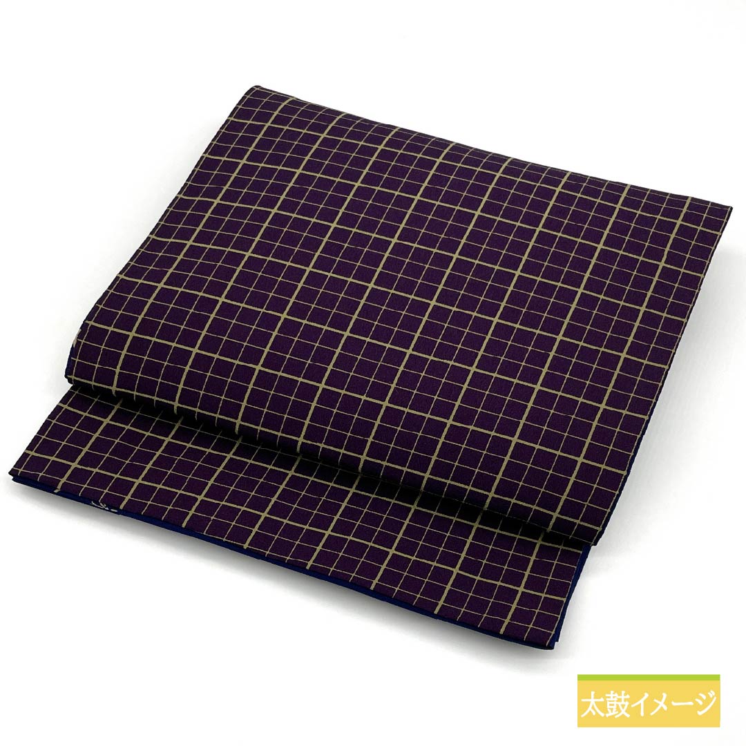 （京袋帯）名古屋帯 ポリエステル Aランク 瑠璃紺色（るりこんいろ） リバーシブル 染め帯 雪輪 帯丈396cm 六通 カジュアル 青系 1124011033417 開き仕立て