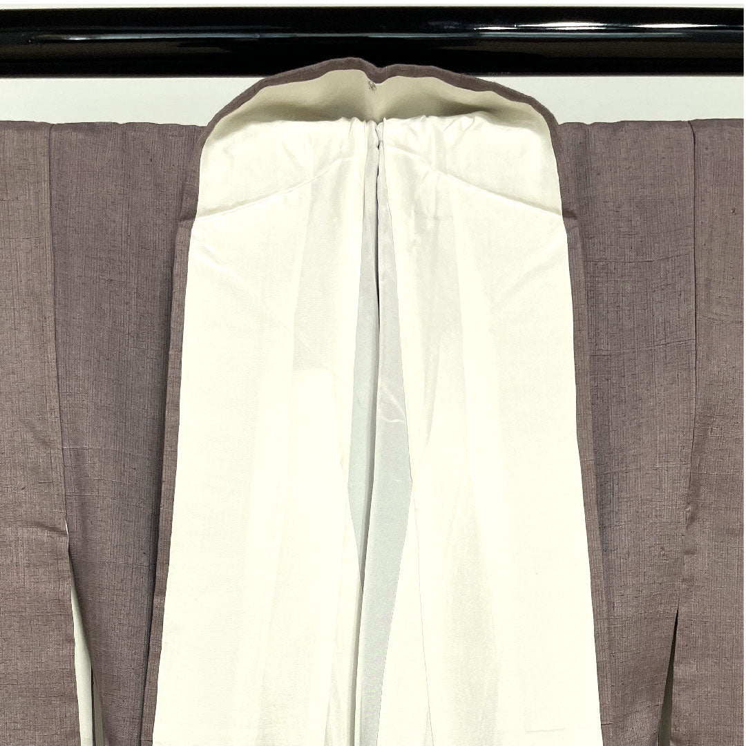 訪問着 袷 身丈160cm 裄丈60cm 紅掛鼠色 紬地 笹模様 正絹 Sランク グレー系 1112001962422