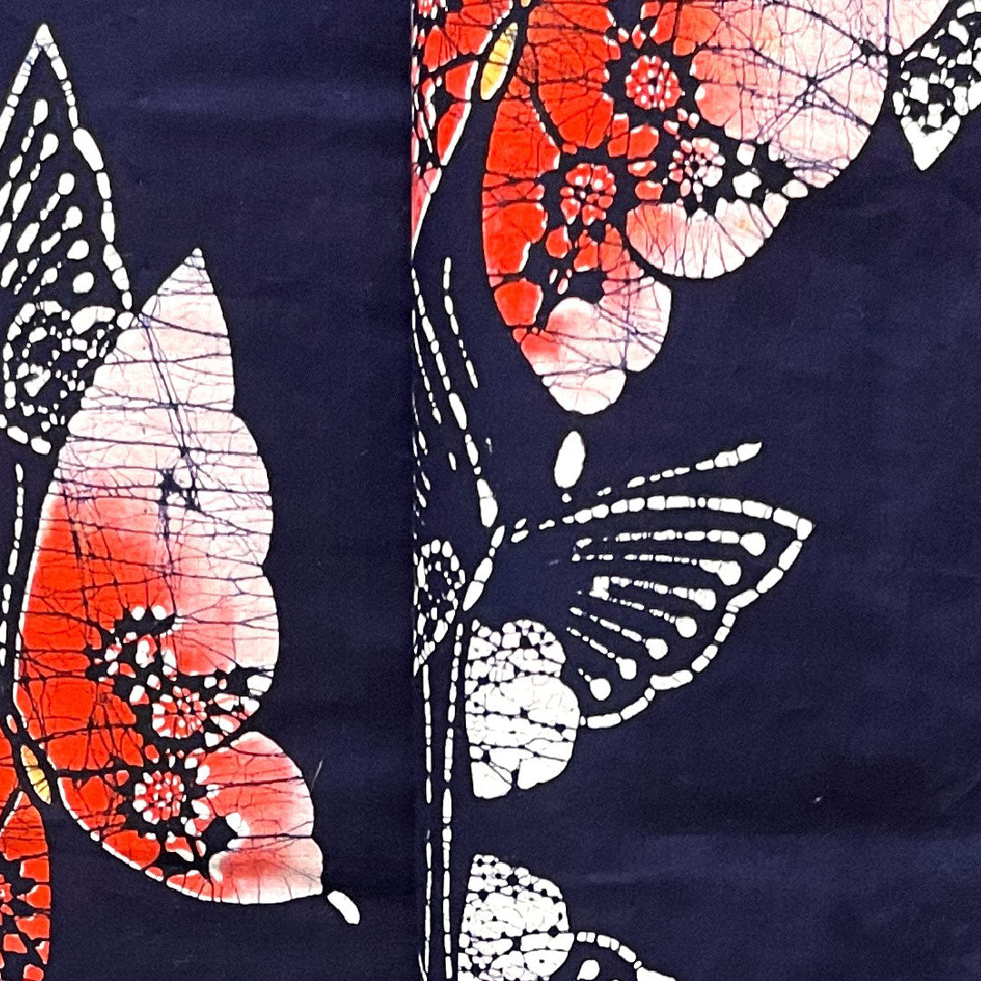 Yukata with basting thread, unused, dark navy blue, butterfly, cotton, S rank, single layer, length 160cm, sleeve length 62cm, navy blue, 1118002922418