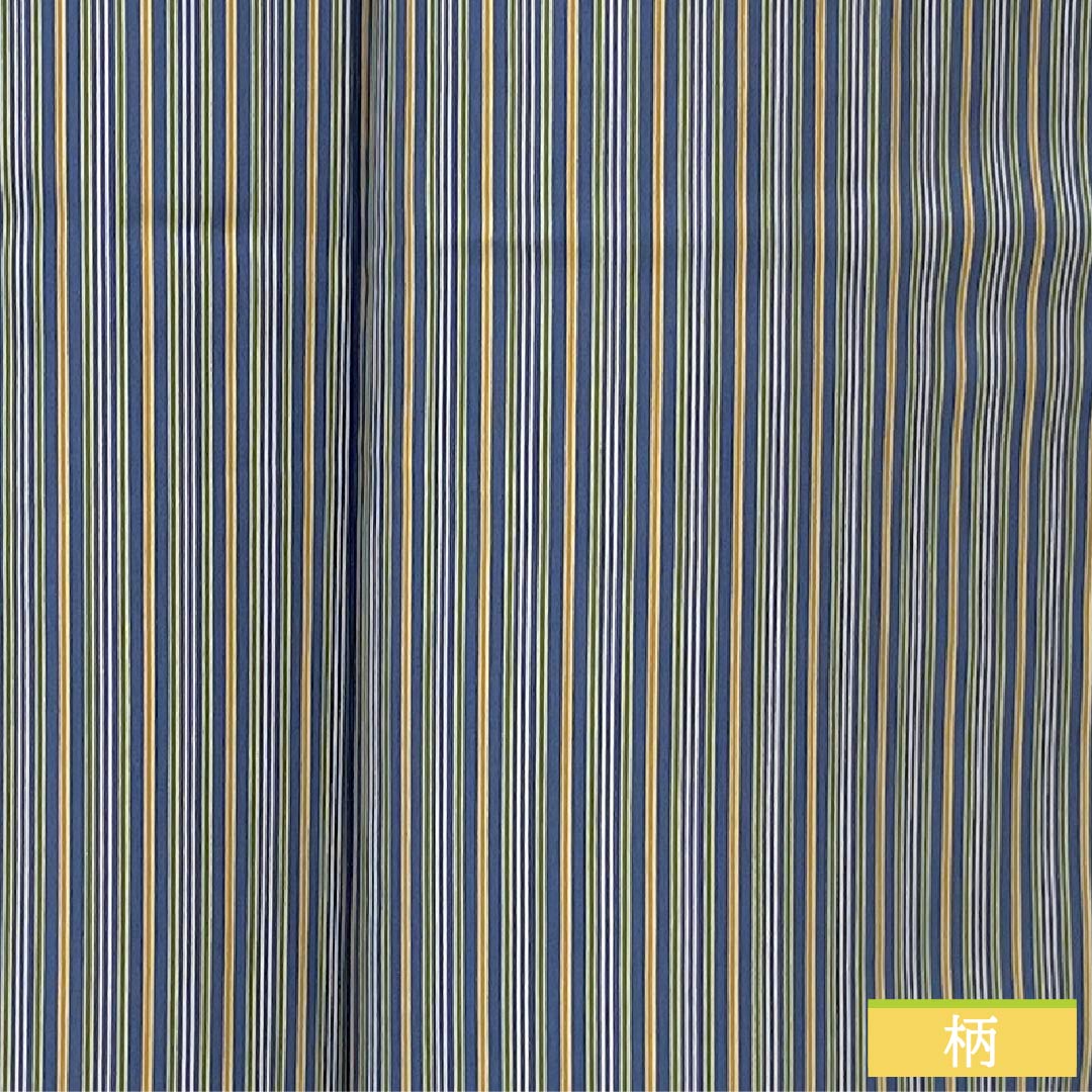 Komon silk S-rank kimono, length 156.5cm, sleeve length 63cm, lined, gosu-iro (blue-green) vertical stripes, blue-based design, product number 1115006642317