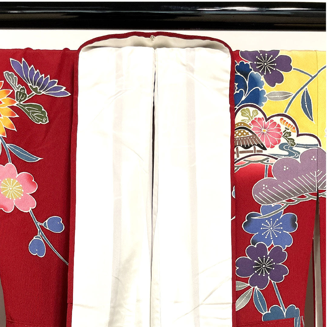 振袖 身丈168cm 裄丈68.5cm 袷  生臙脂色 京紅型 作家物  正絹 Sランク 赤系 1113001222512