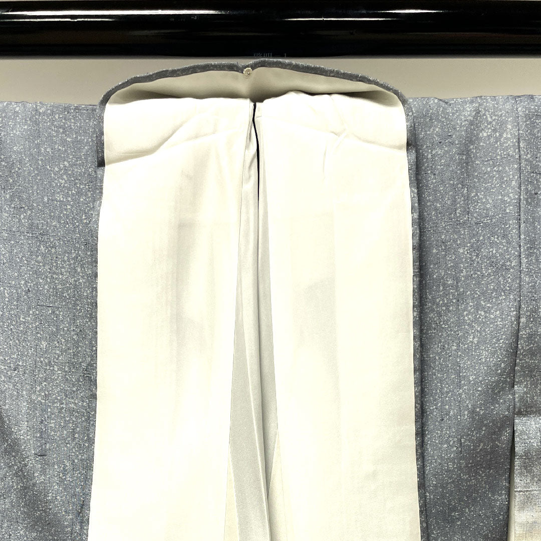 訪問着 袷 身丈160cm 裄丈68cm 鉛色 紬地 抽象模様 正絹 Aランク グレー系 1112002343422