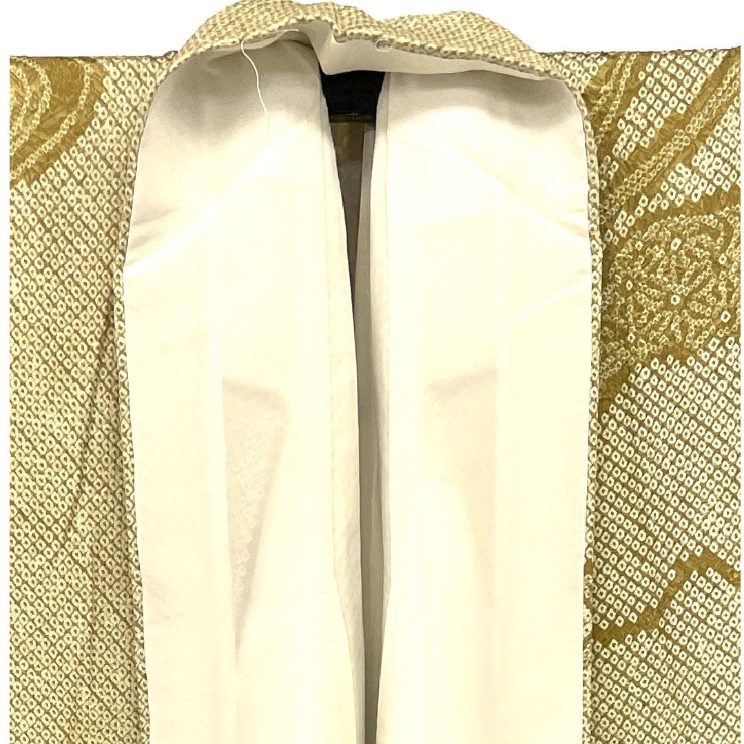 訪問着 袷 身丈167cm 裄丈69cm 総絞り 刺繍 吉祥文様 正絹 Sランク 黄系 1112000562523
