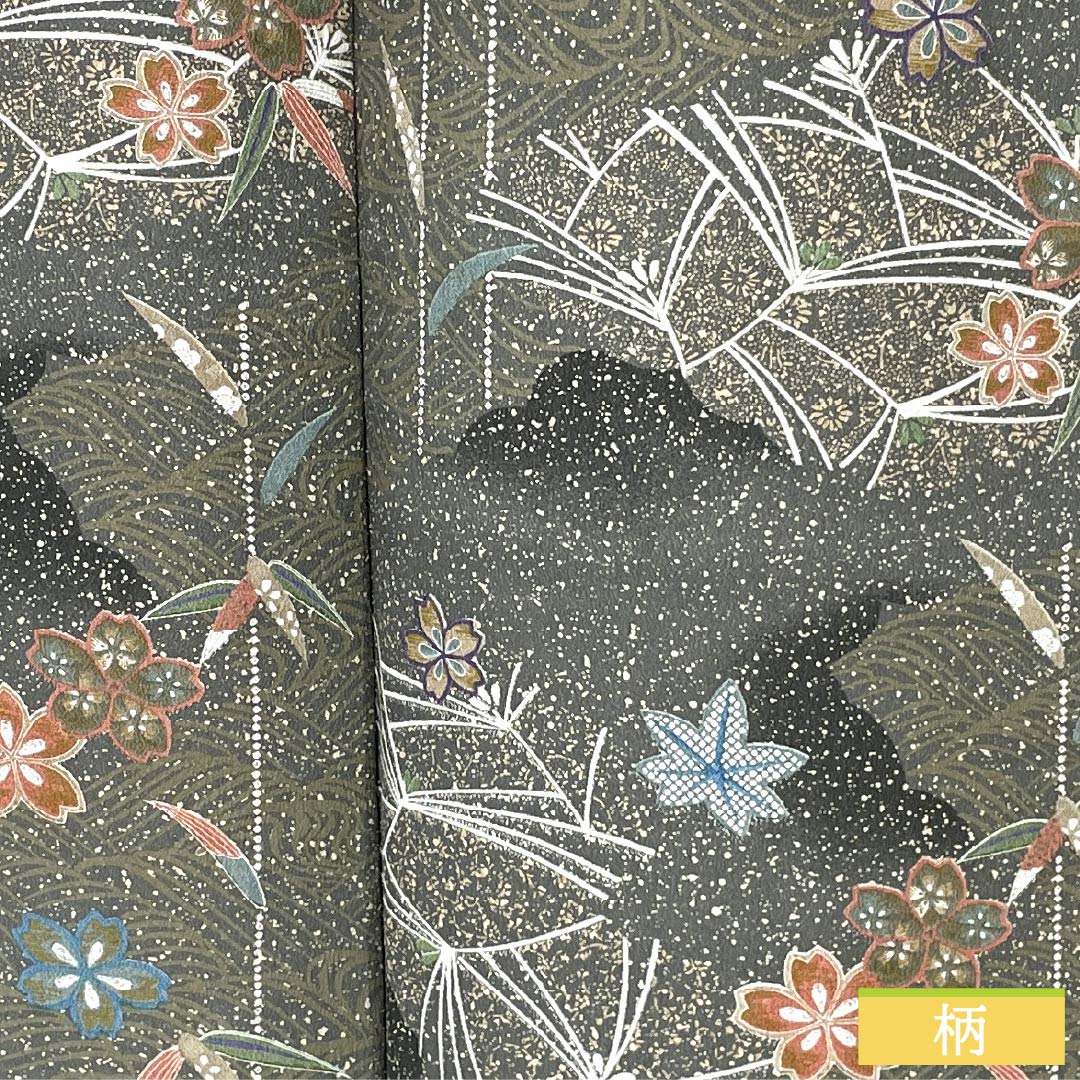 小紋 ポリエステル 身丈156cm 裄丈66cm 単衣 鉛色（なまりいろ） 古典柄 洗える着物 Sランク グレー系 1115005912322