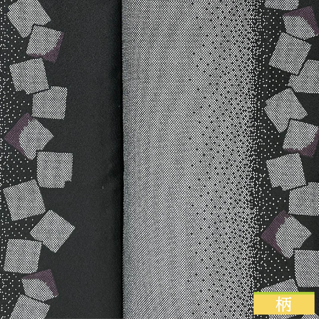 小紋 ポリエステル Sランク 身丈161.5cm 裄丈64cm 袷 抽象模様 洗える着物 モノトーン 1115007492427