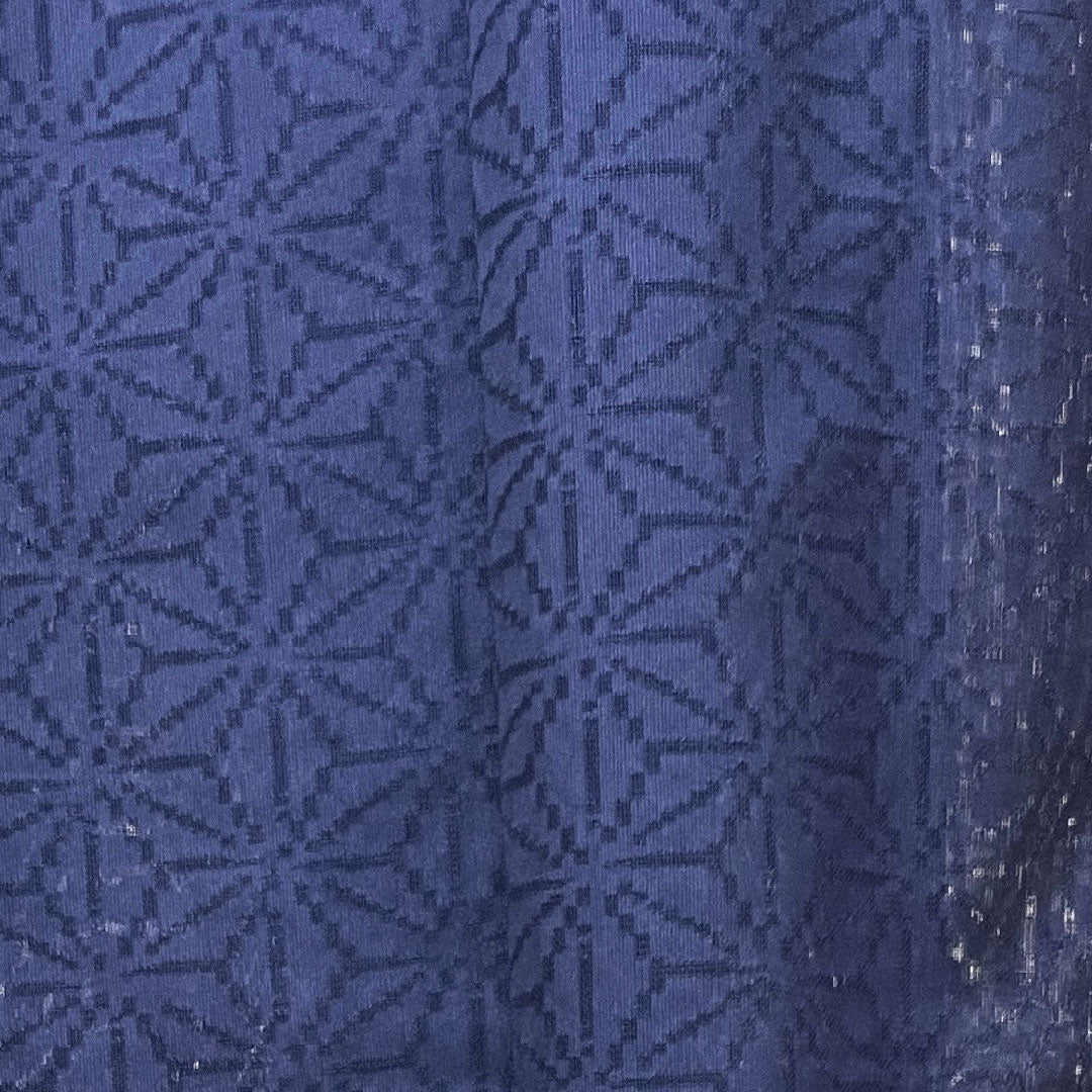 Summer item, pure silk, plain color, length 153cm, sleeve length 64cm, dark blue, hemp leaf pattern, gauze, S rank, navy blue, 1132000982218