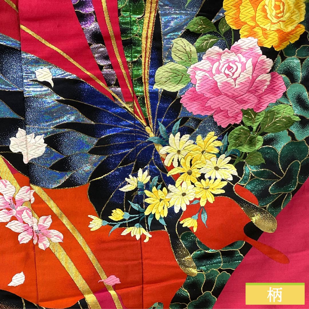 色打掛 正絹 Sランク 身丈188cm 裄丈67cm 真紅色（しんくいろ） 森英恵 HANAE MORI 唐織 蝶 袷 赤系 1110001102912