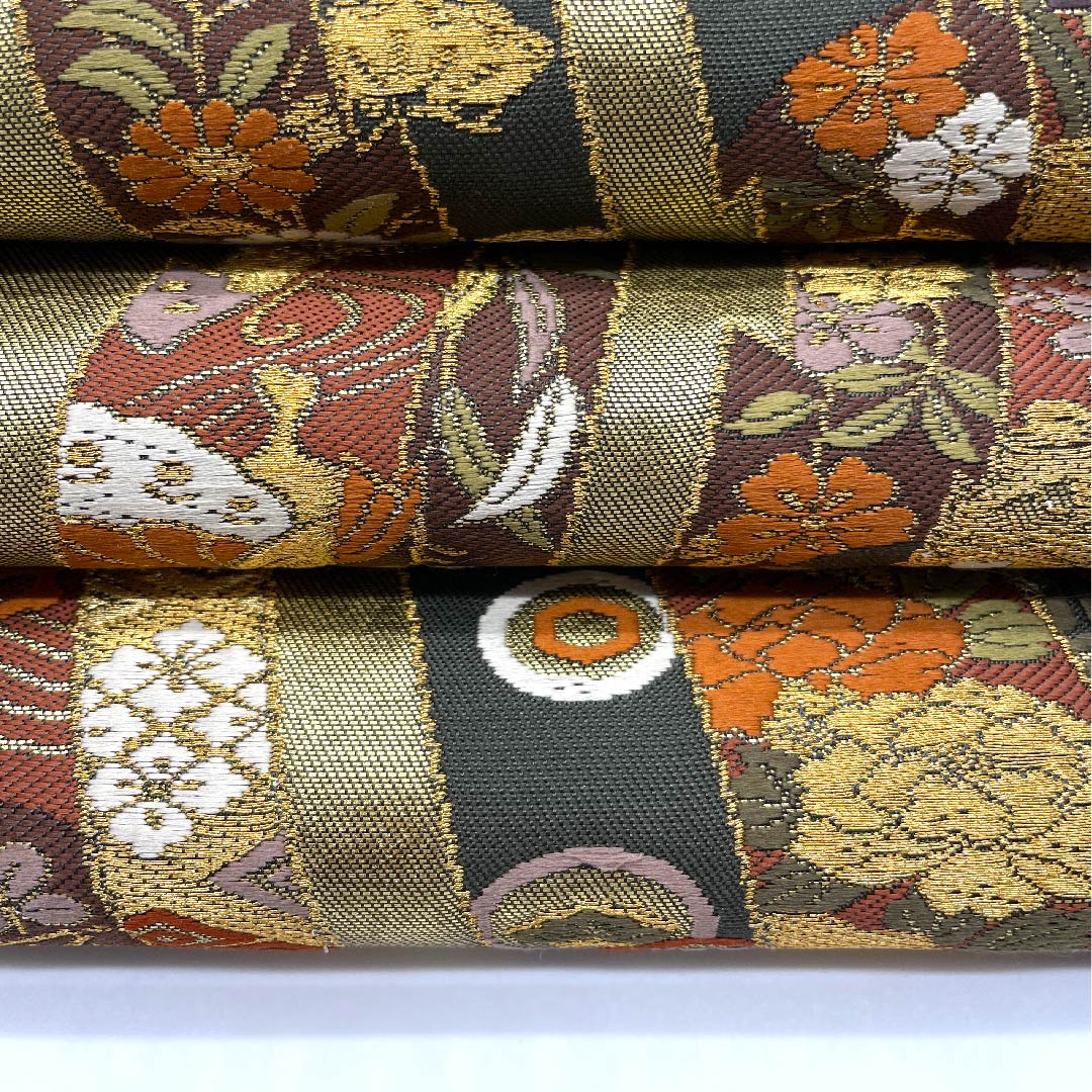 袋帯 金色 本金箔 献上松皮流し文 吉祥文様 帯丈433cm 正絹 Aランク 六通 フォーマル 金系 1123005613321