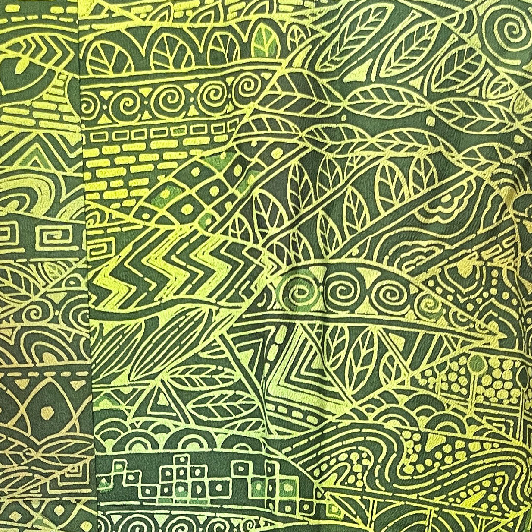 長襦袢 正絹 身丈148cm 裄丈70cm 単衣  男物 抽象模様 ボカシ染  Sランク 緑系 1129000582819