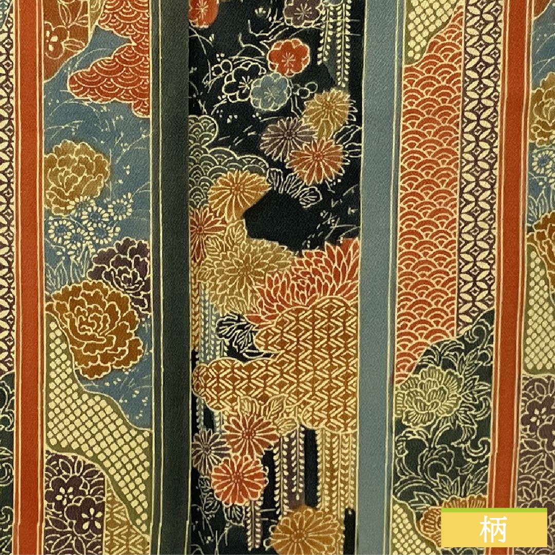 小紋 正絹 Aランク 身丈155cm 裄丈62cm 袷 縦縞 古典柄 グラデーション系 1115006603399