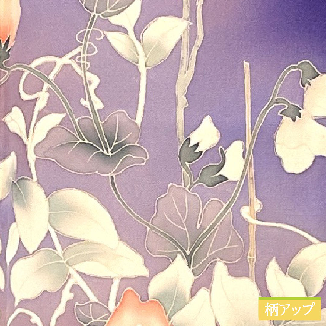 訪問着 正絹 袷 身丈160cm 裄丈62.5cm 菫色（すみれいろ） 京友禅 草花模様 Aランク 紫系 1112005323420
