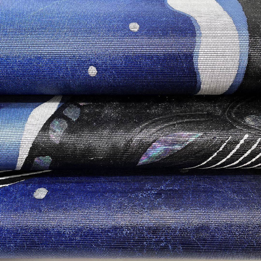 （未仕立）袋帯 濃紺色（のうこんいろ） クジラ リバーシブル 帯丈450cm 正絹 NEWランク 六通 カジュアル 青系 1123009561317