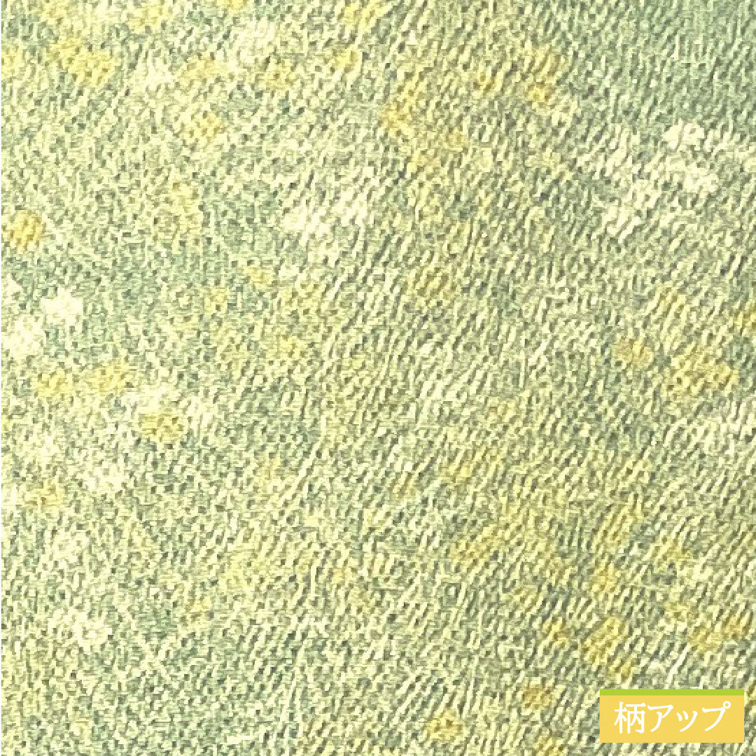 小紋 正絹 身丈158cm 裄丈61.5cm 袷  裏葉色 草花模様 しつけ糸付き 未使用品  Sランク 緑系 1115003612319