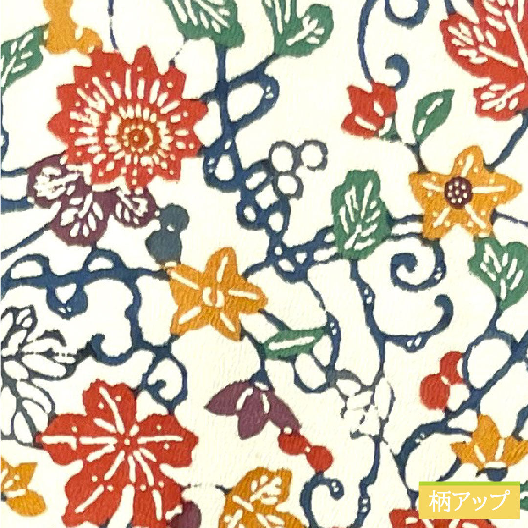 Komon, pure silk, length 160.5cm, sleeve length 64.5cm, lined, stencil dyeing, floral pattern, A rank, white, 1115004313411