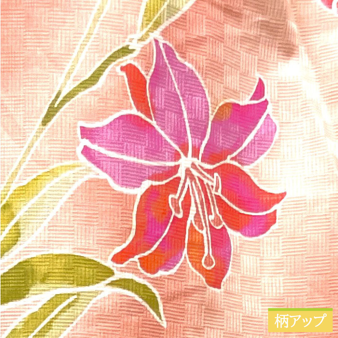 浴衣 木綿 身丈162.5cm 裄丈67.5cm Sランク 単衣 ピンク系 カサブランカ 1118004812413