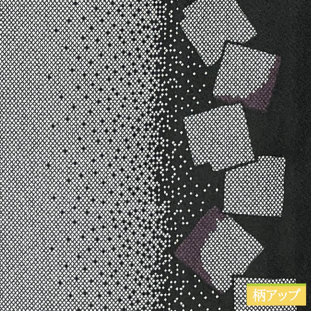 小紋 ポリエステル Sランク 身丈161.5cm 裄丈64cm 袷 抽象模様 洗える着物 モノトーン 1115007492427