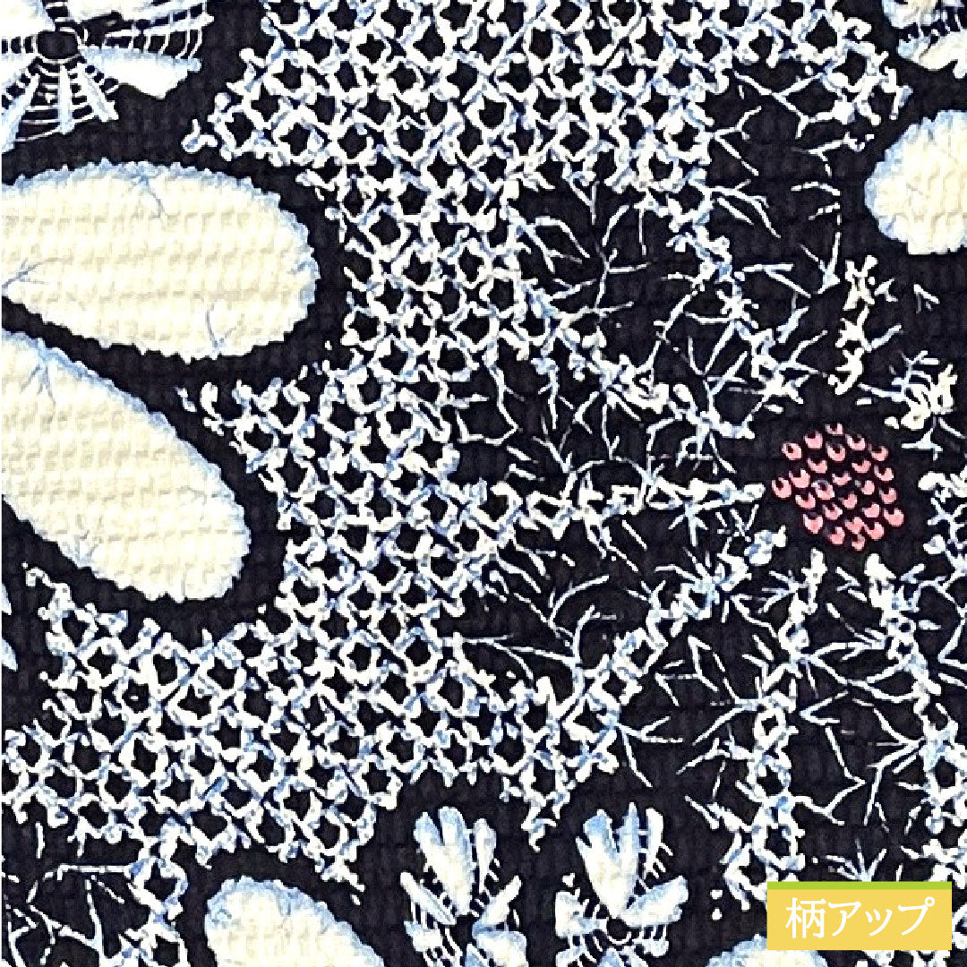 浴衣 木綿 身丈148cm 裄丈63.5cm Sランク 単衣 紺系 濃紺色（のうこんいろ） リップル 菊 1118004572118