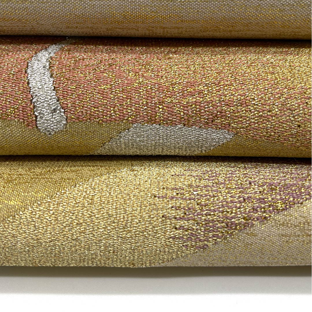 袋帯 金色 綴れ織 竹 作家物 帯丈453cm 正絹 Aランク 六通 フォーマル 金系 1123005583421