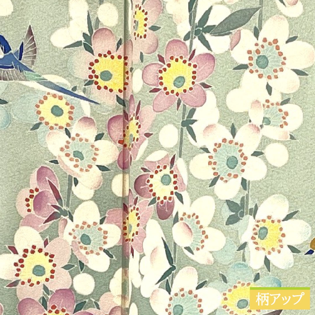 訪問着 正絹 袷 身丈165cm 裄丈63.5cm 白緑色（びゃくろくいろ） 加賀友禅 作家物 一つ紋 中陰五瓜 Aランク 緑系 1112005713519