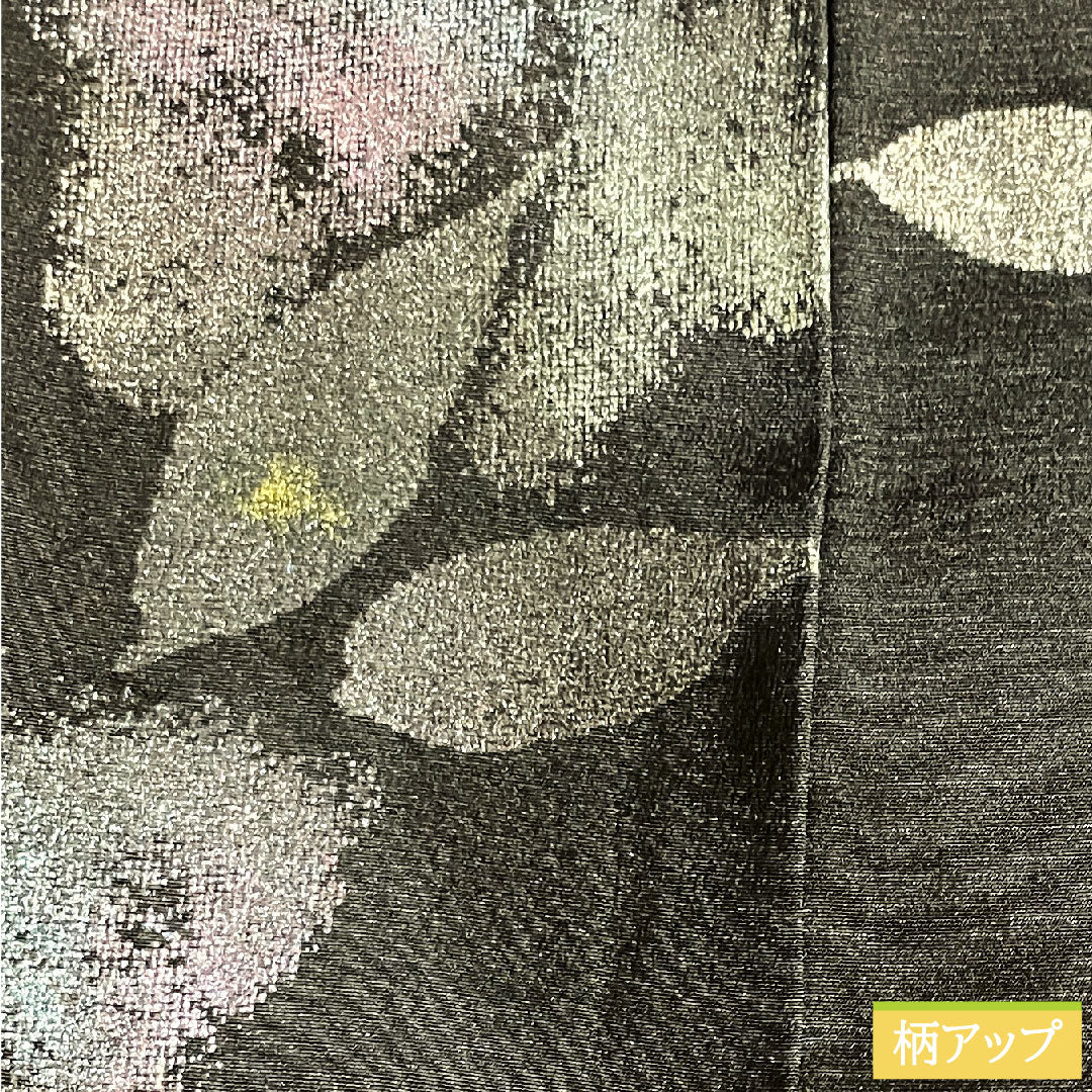 道中着 正絹 身丈94.5cm 裄丈65cm 抽象模様 Sランク 袷 黒系 1117000882910