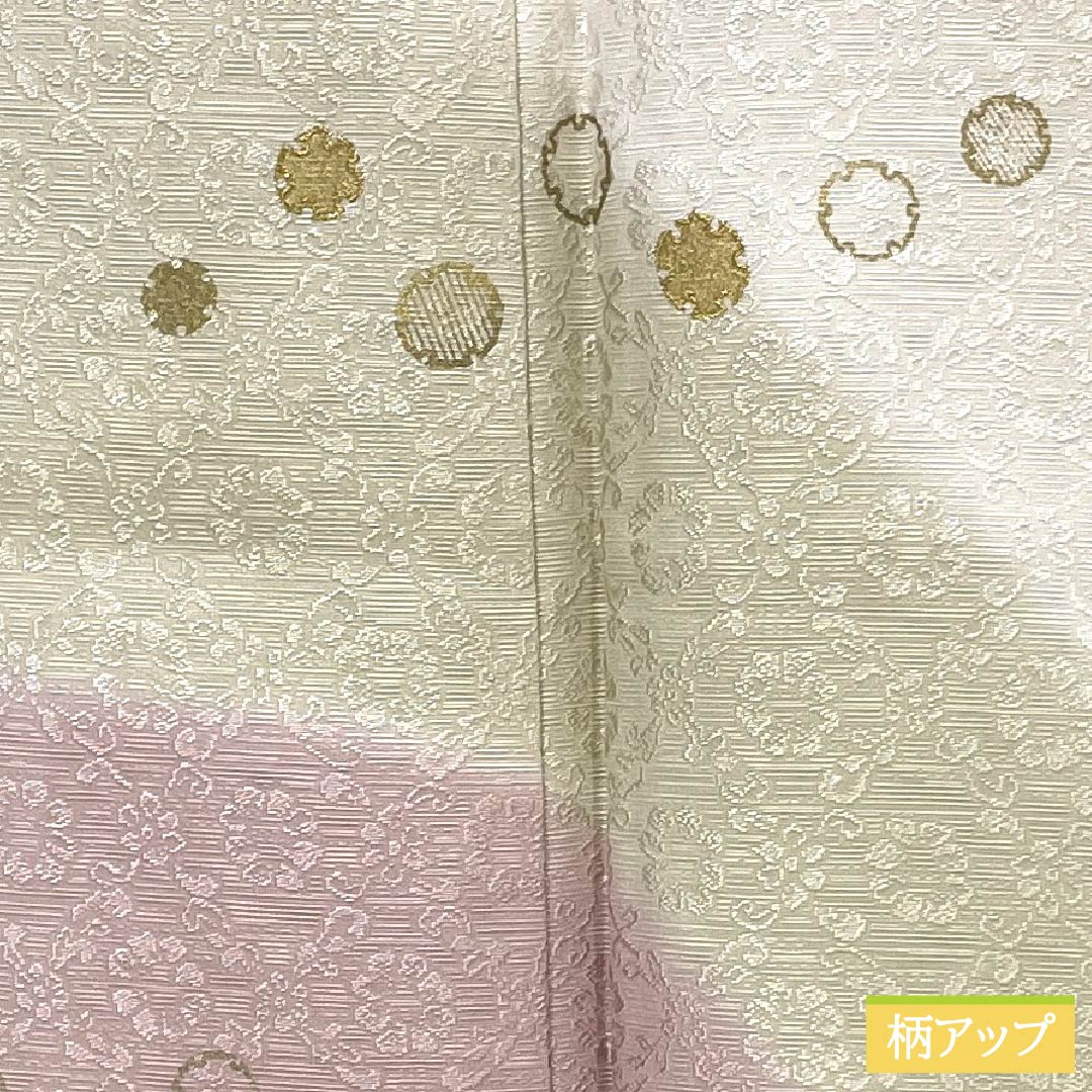 訪問着 正絹 Sランク 袷 身丈158cm 裄丈66cm 生成り色（きなりいろ） 付下げ 京友禅 雪輪 白系 1112006782311