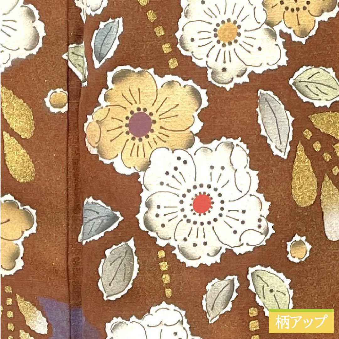 訪問着 正絹 袷 身丈163.5cm 裄丈68cm 栗色（くりいろ） 辻ヶ花 一つ紋 中陰剣片喰 Aランク 茶系 1112004913414