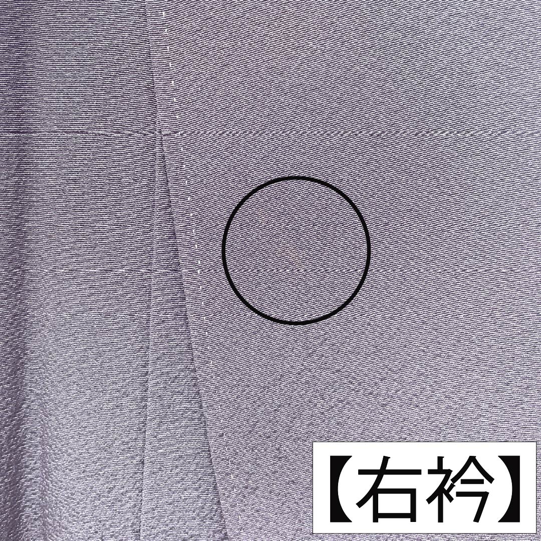 色無地 正絹 Aランク 身丈160.5cm 裄丈67cm 似藤色（にせふじいろ） ちりめん地 素無地 一つ紋 袷 紫系 1114003123420