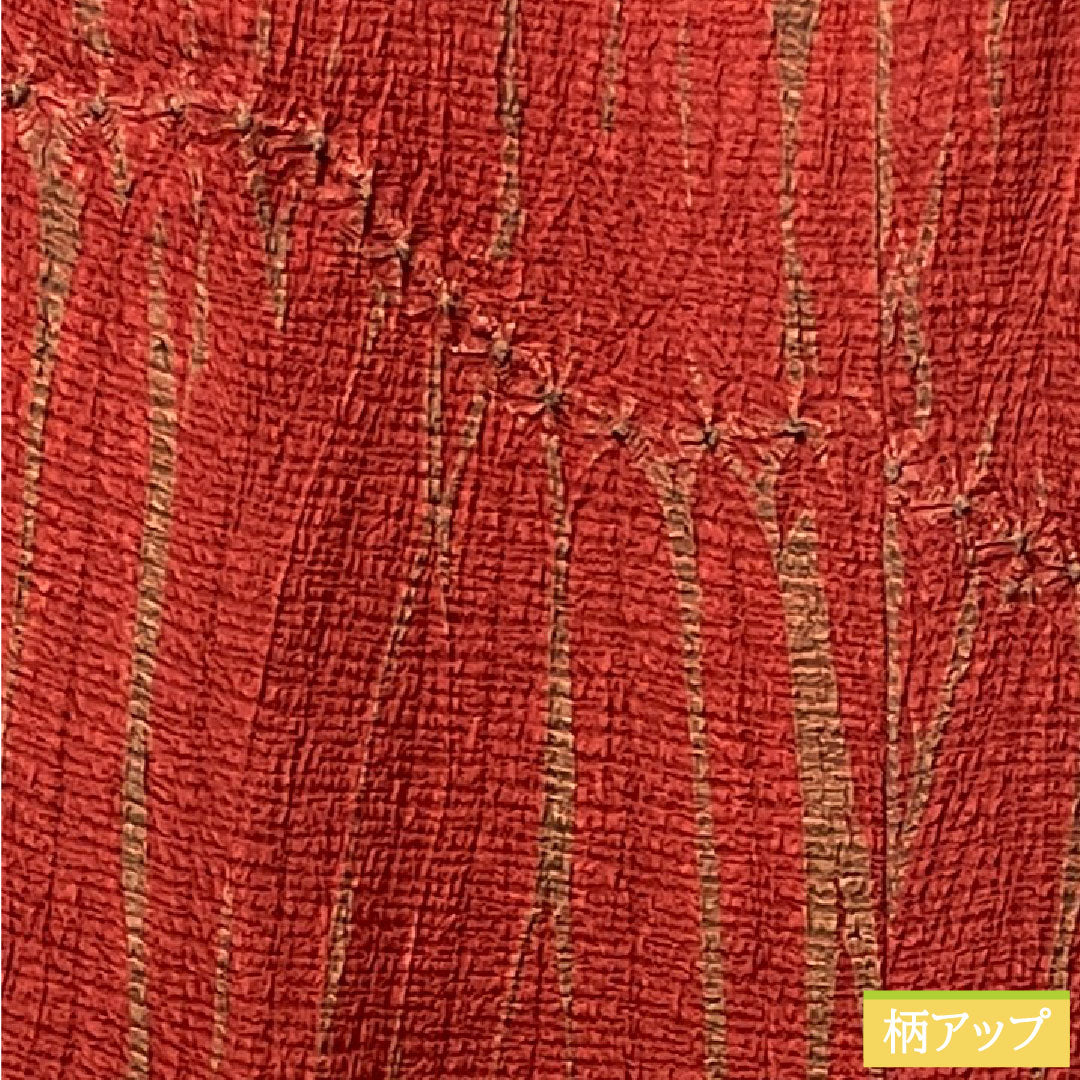 道行コート 正絹 身丈89cm 裄丈64cm 真紅色（しんくいろ） 絞り Sランク 袷 赤系 1117001022912