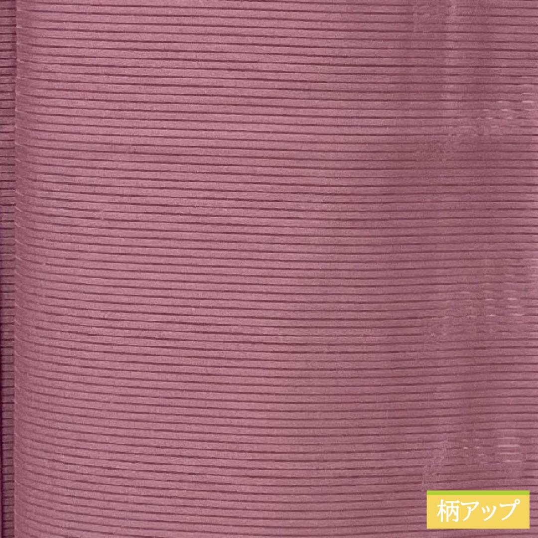 夏物 ポリエステル 色無地 Sランク 身丈158cm 裄丈63cm 滅紅色（めっこういろ） 洗える着物 素無地 一つ紋 絽 紫系 1132004112320